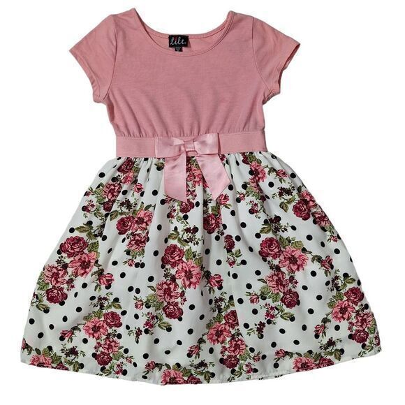 LILT - Girls' Pink Floral Puffy‎ Dress Size 6x pre-owned - Picture 1 of 15